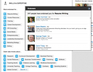 Endorsement for Resume Writing from LinkedIn