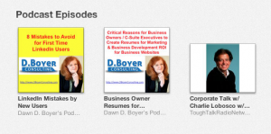 Dawn D. Boyer is a featured podcast presenter in iTunes - visit the free PodCasts listing and query on Dawn D. Boyer to get free downloads!