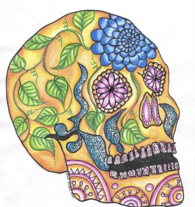 Big Kids Coloring Book: Dia de los Muertos- Sugar Skulls, available on Amazon